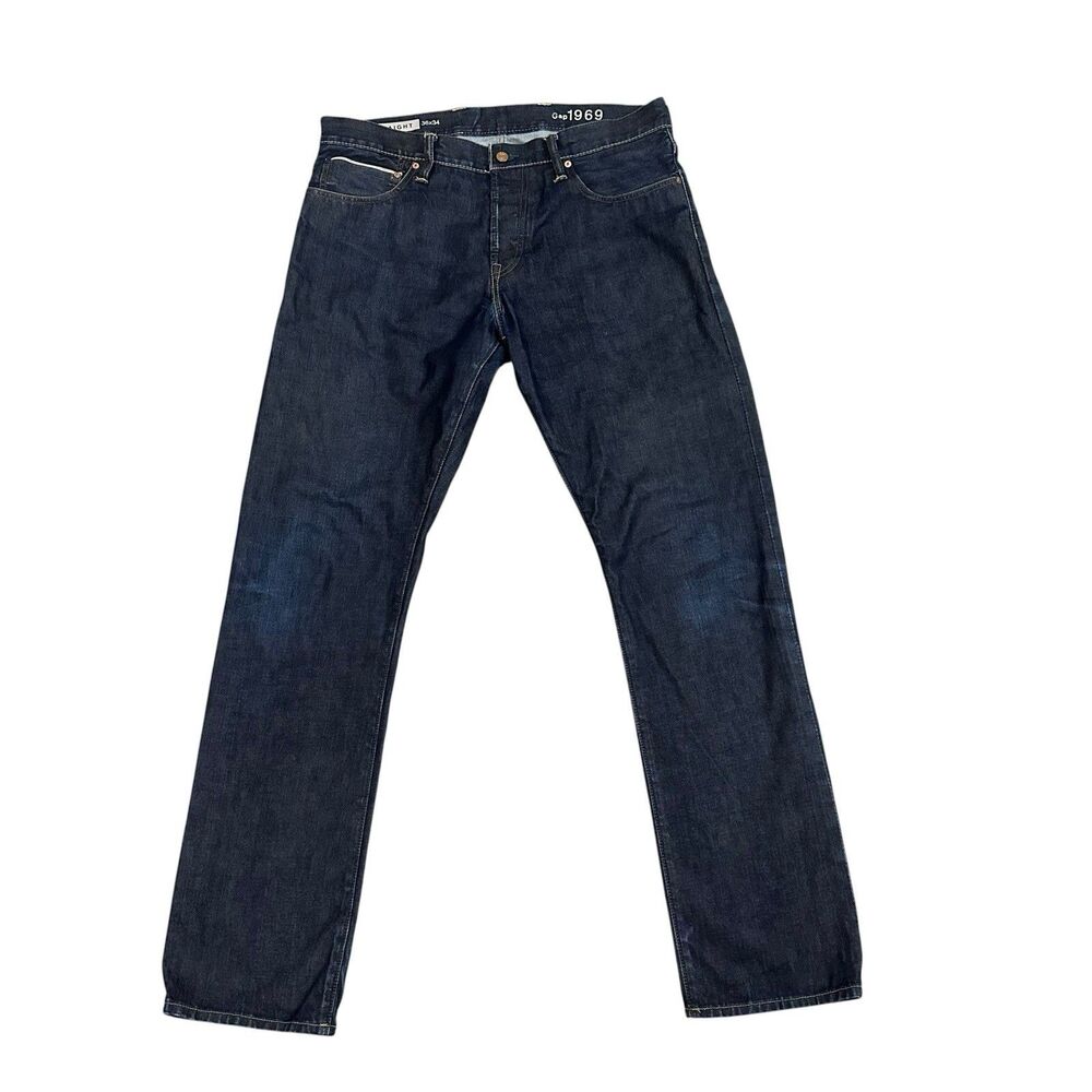Gap 1969 Selvedge Jeans Mens 38x36 Dark Wash Rigid Ringspun Button Fly Raw Denim
